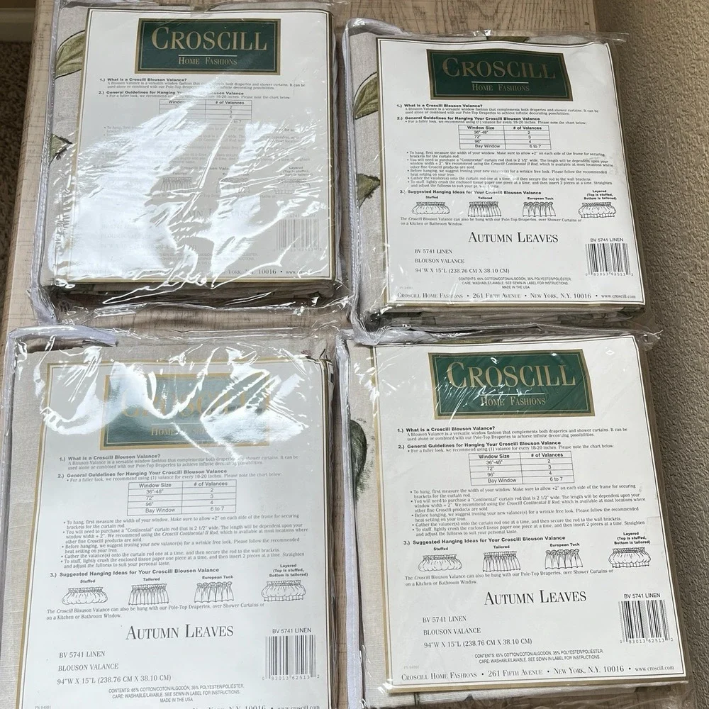 Lot of 4 Croscill Autumn Leaves 5741 Blouson Valance Vintage NOS 94 X 15